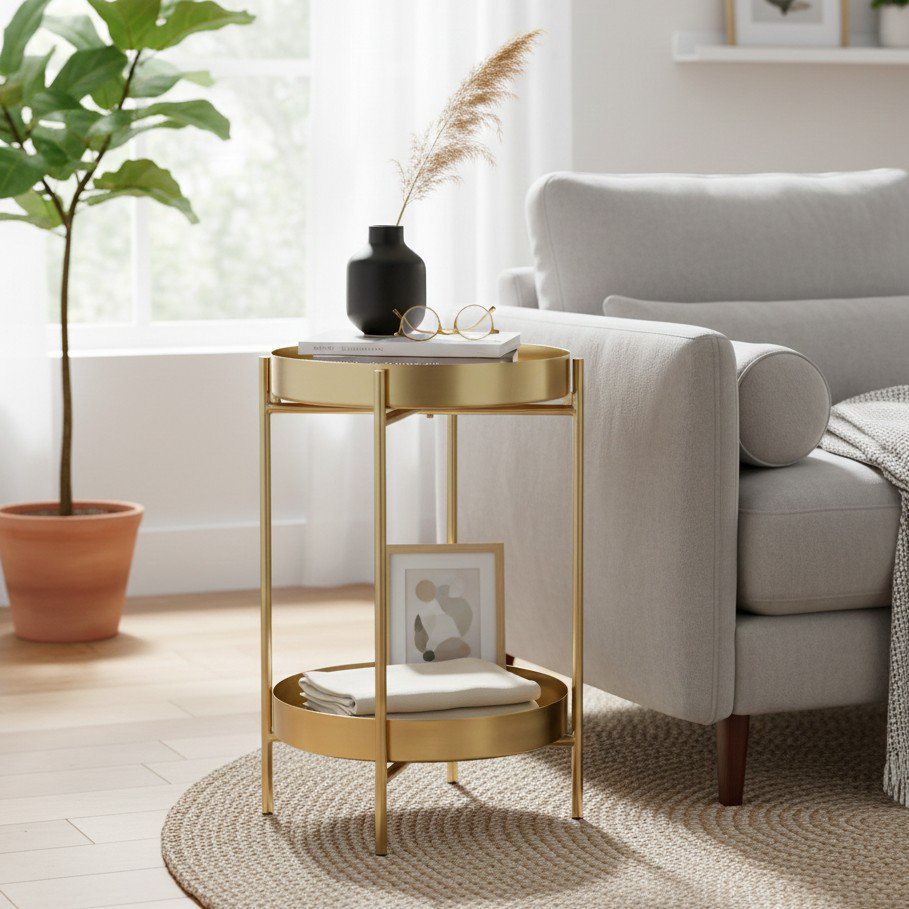 Gouden service 32x32x50cm met twee laden - AULICA