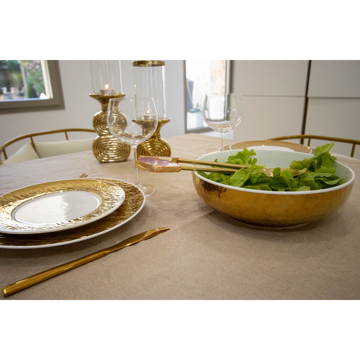 Gouden Photophore Spiraal 10x10x26.5cm Glas