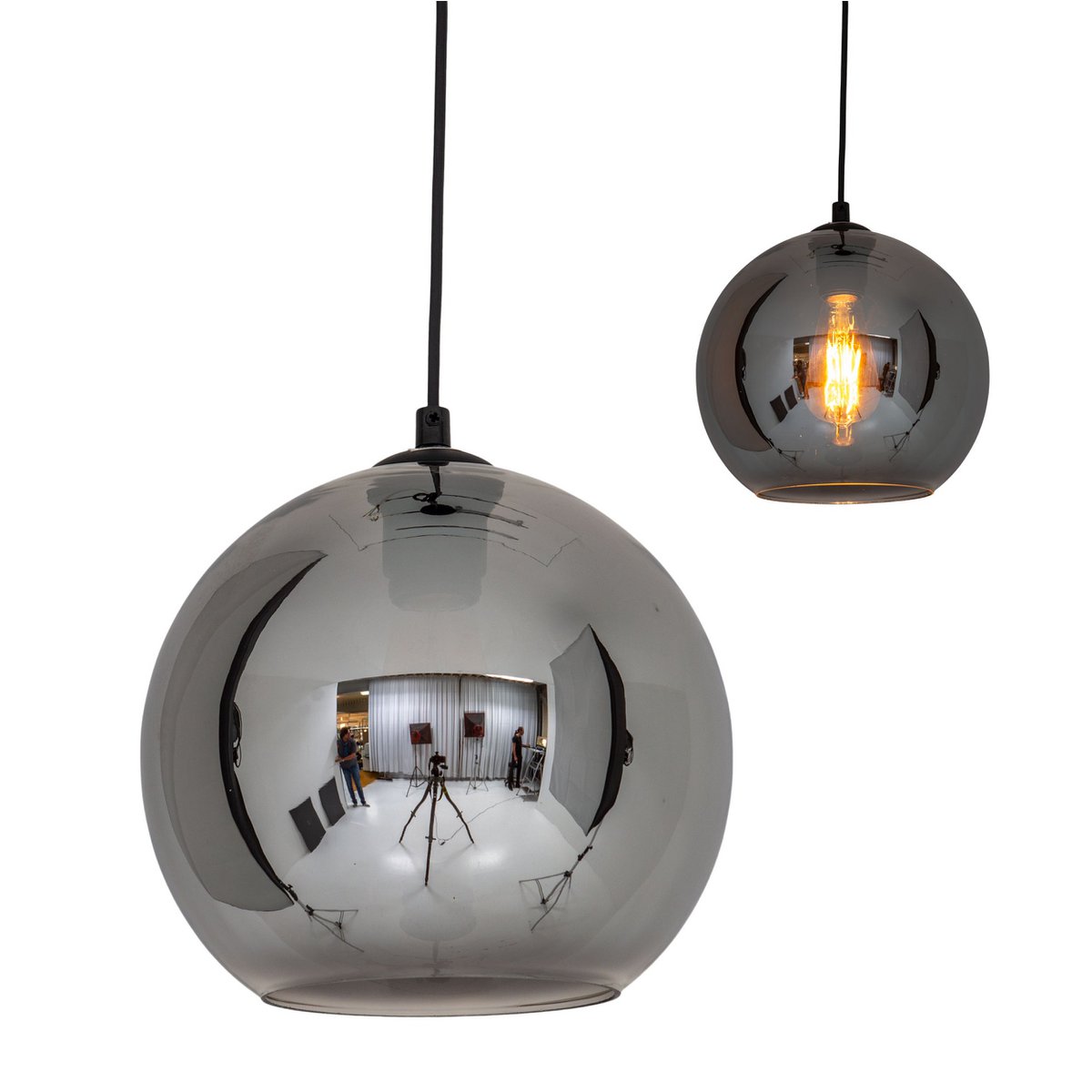 Näve Vaso Hanglamp Rookglas Antraciet 25cm