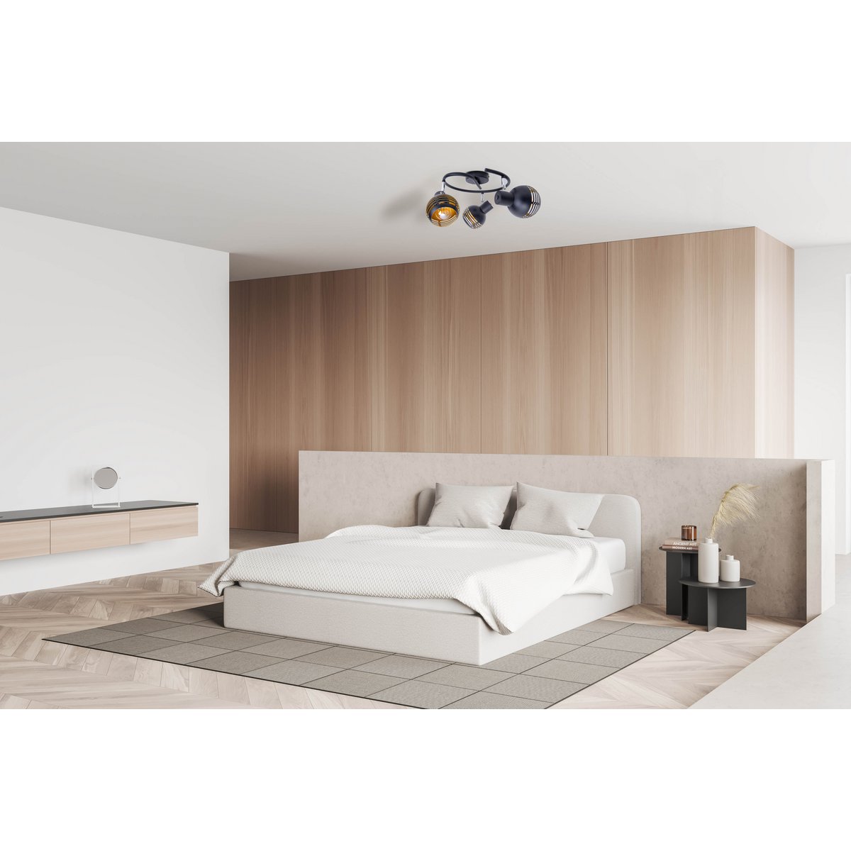 Näve Casco 3-Spot Muur/Plafond Rondel - Zwart Goud