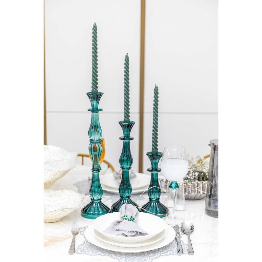 Turquoise Aulica Kandelaar H31cm - Glas