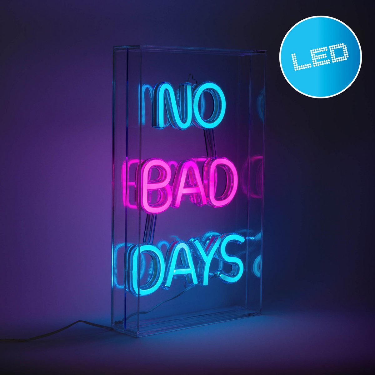 LED "No Bad Days" Neonlicht - Blau & Magenta 30x18cm