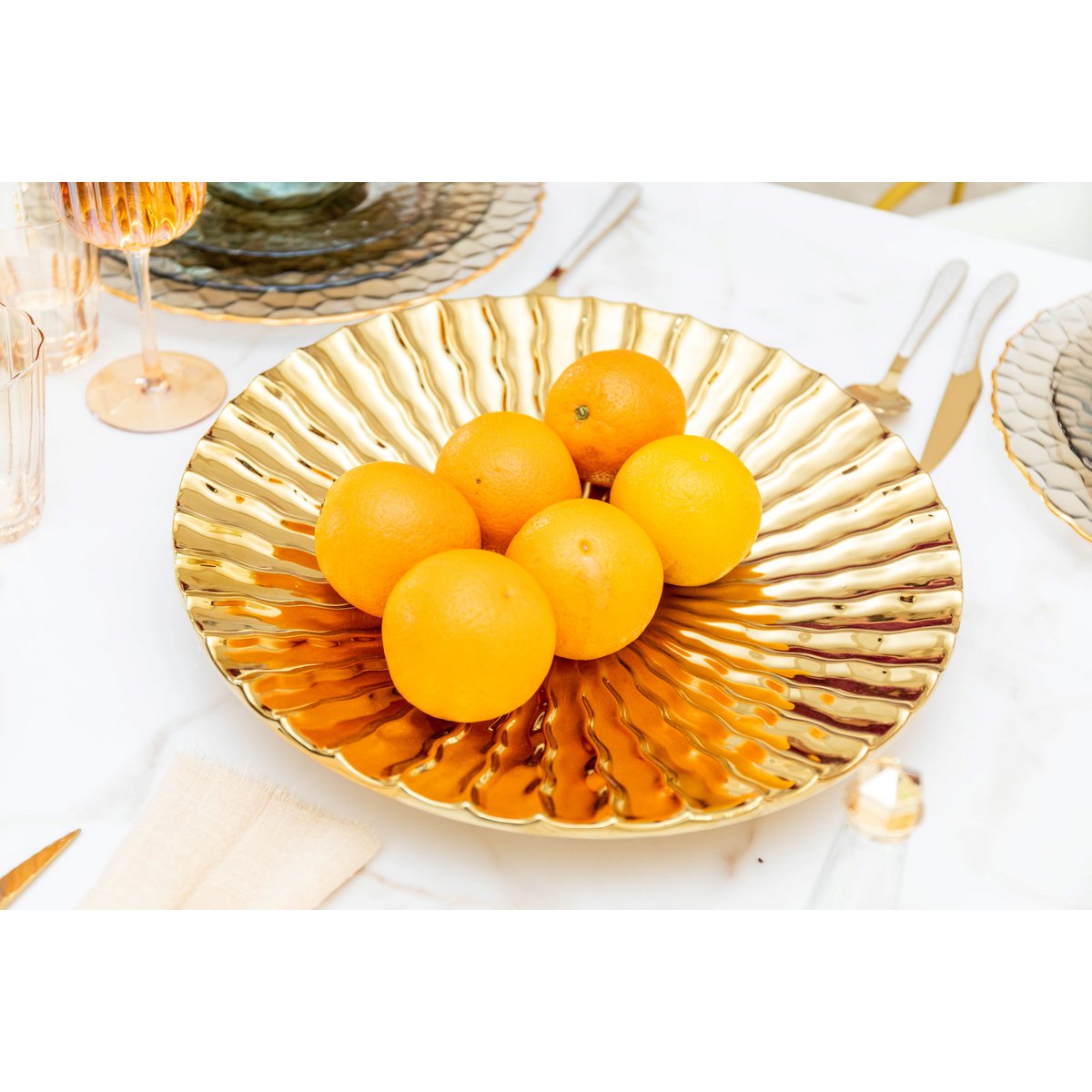 Aulica Decoratieve Schaal - Goud Keramiek 36x36cm