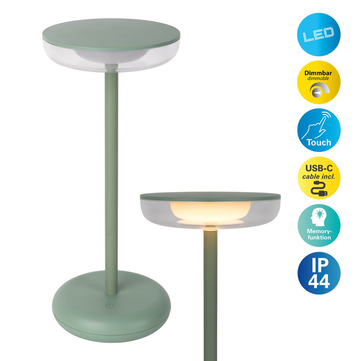 Näve Pasi Tabletlamp - Mint 26cm Dimbaar