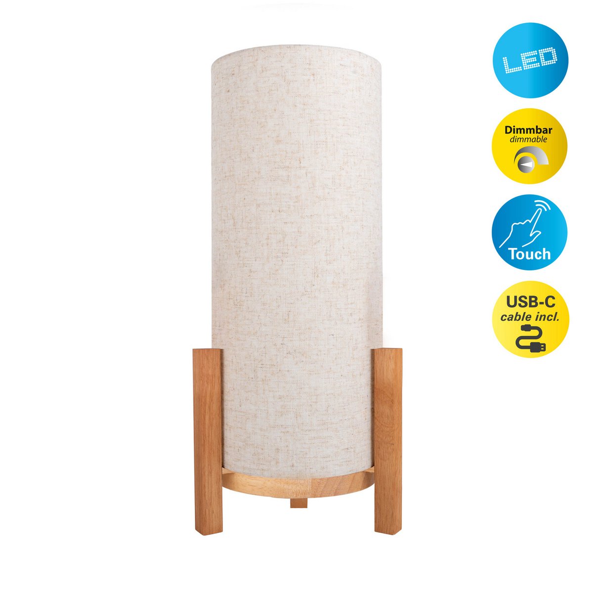 Näve Madita Tafellamp 48cm Wit/Natuur LED