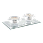 Double Crystal Candlesticks Silver Mirror