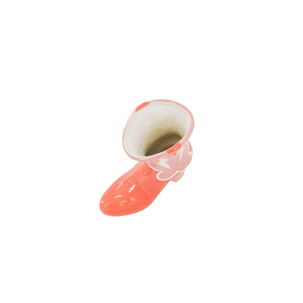 Vaas Boot - Keramiek - Roze/Oranje - 16,5x10,5x26,5 cm