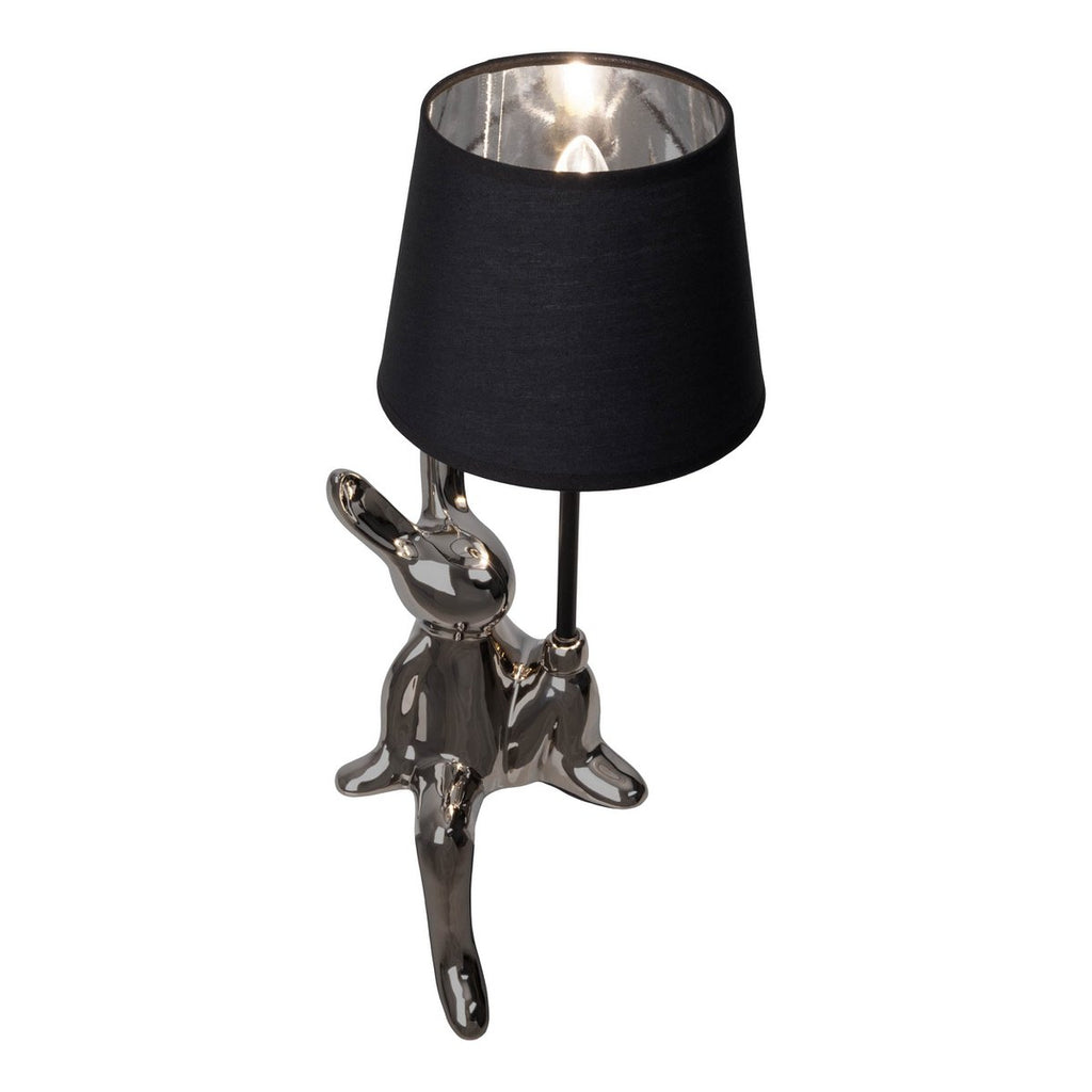 Tafellamp "helge" Ø 18 cm, hoogte ca. 45 cm, gemaakt van keramiek in zwart en zilveren, zwarte tekstbladen