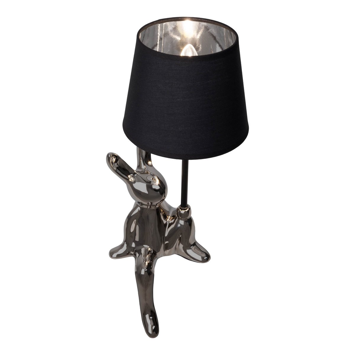 Tafellamp "helge" Ø 18 cm, hoogte ca. 45 cm, gemaakt van keramiek in zwart en zilveren, zwarte tekstbladen