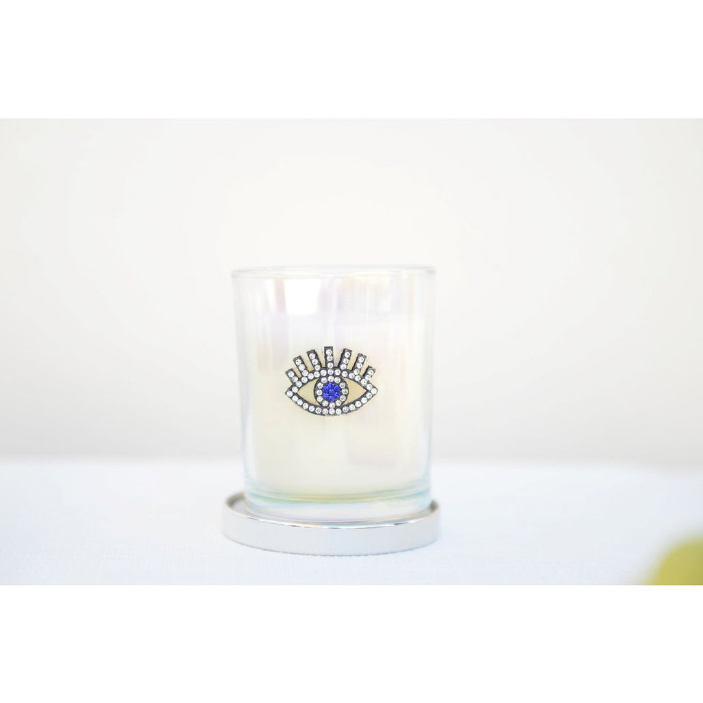Zilveren kaars patchouli parfum 7x7x8,5 cm - Aulica