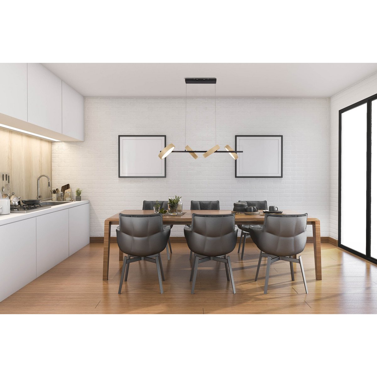Led hanglamp Tessa amandel 150x110cm