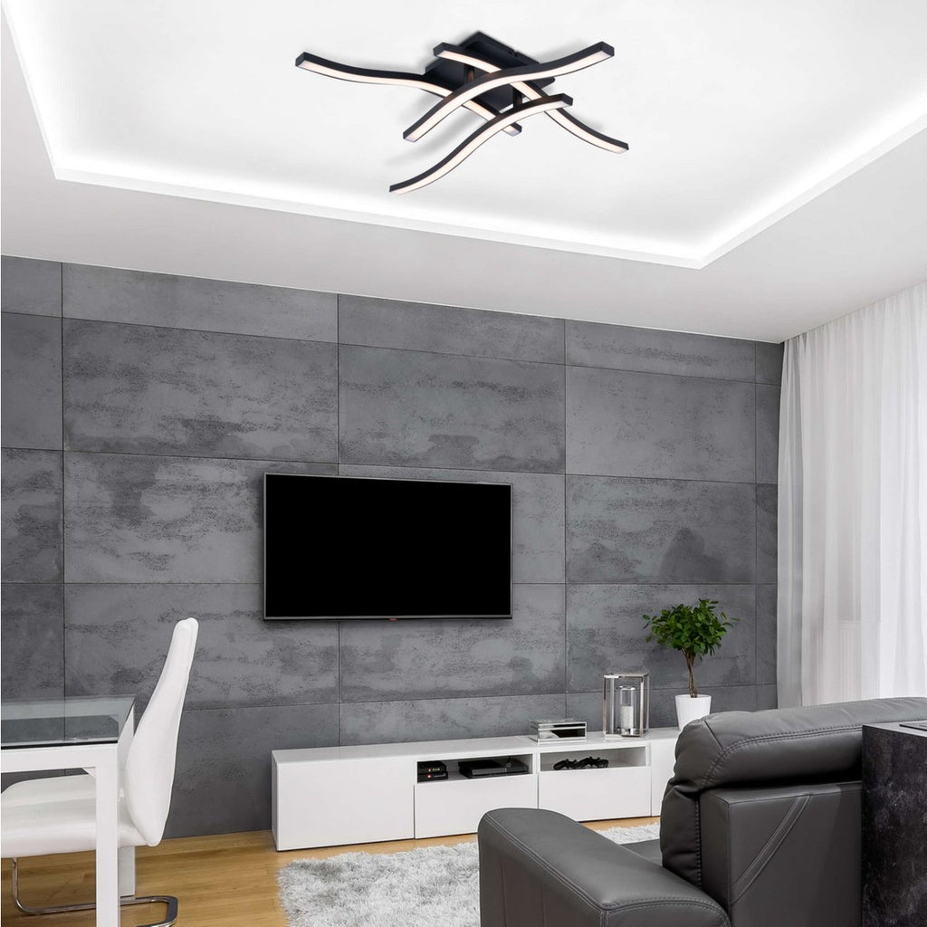 Näve Onda LED Plafondlamp - Zwart 45cm