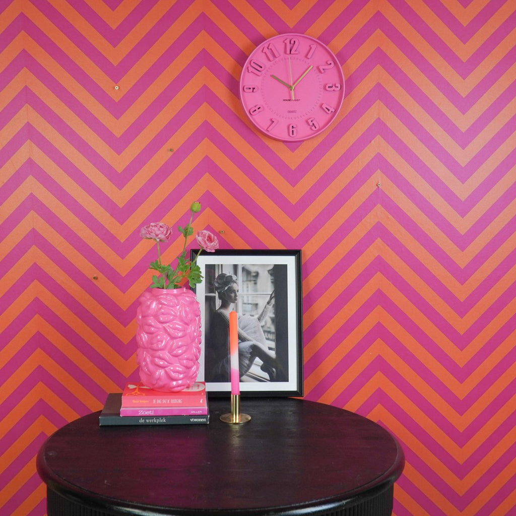Neon roze wandklok - 30x30x4cm, Housevitamin