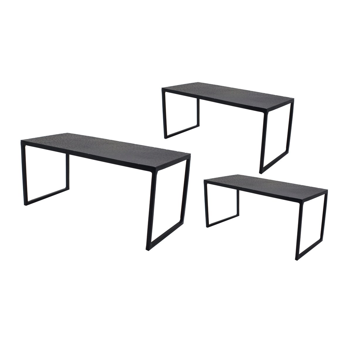 Rechthoekige Buffetstandset 3 - Zwart, Metaal, AULICA 556802
