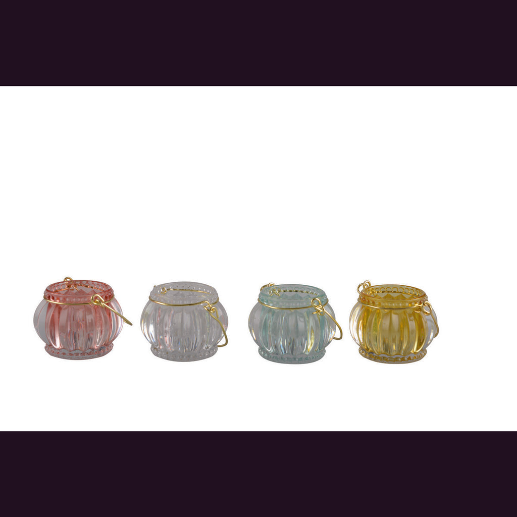 Mini Kaarsenhouders Set 4 Kleuren Glas