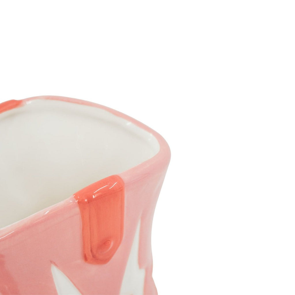 Vaas Boot - Keramiek - Roze/Oranje - 16,5x10,5x26,5 cm