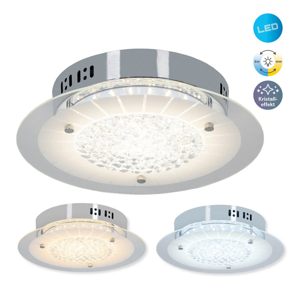 LED plafondlamp Chur - Kristaleffect Wit