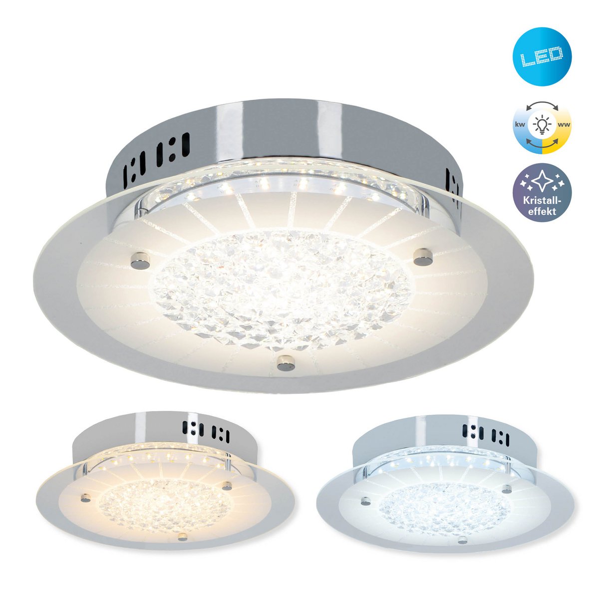 LED plafondlamp Chur - Kristaleffect Wit