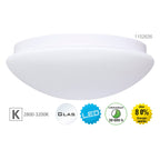 LED -plafondlamp gemaakt van metaal en glas in het wit, met stevig ingebouwde LED's Ø ca. 29 cm.
