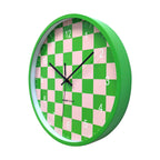 Housevitamin Wandklok Blokpatroon Groen/Roze 34cm