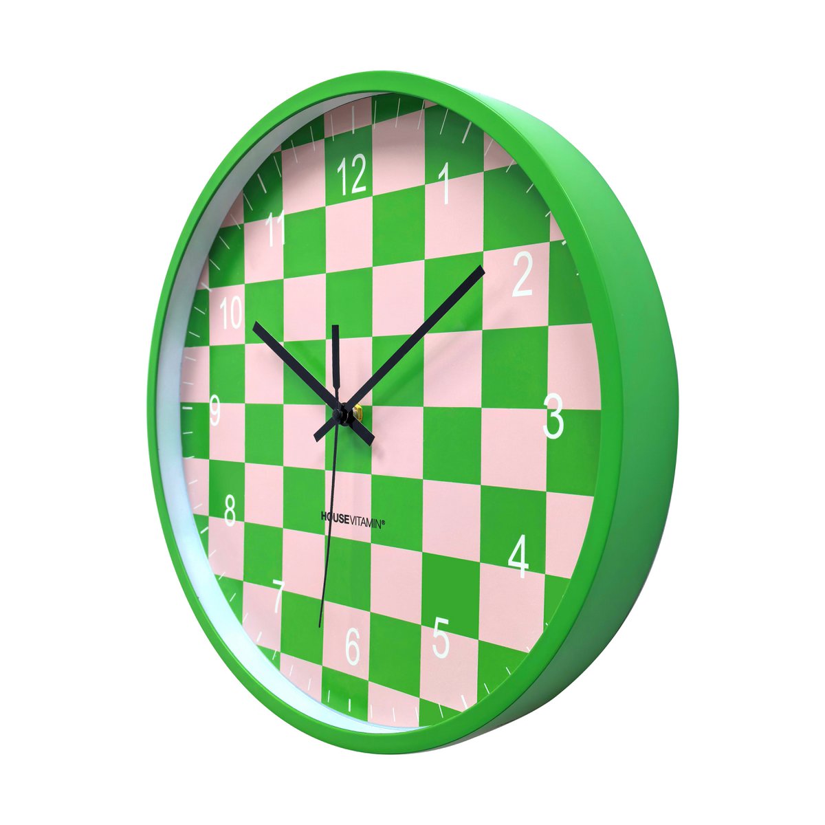 Housevitamin Wandklok Blokpatroon Groen/Roze 34cm