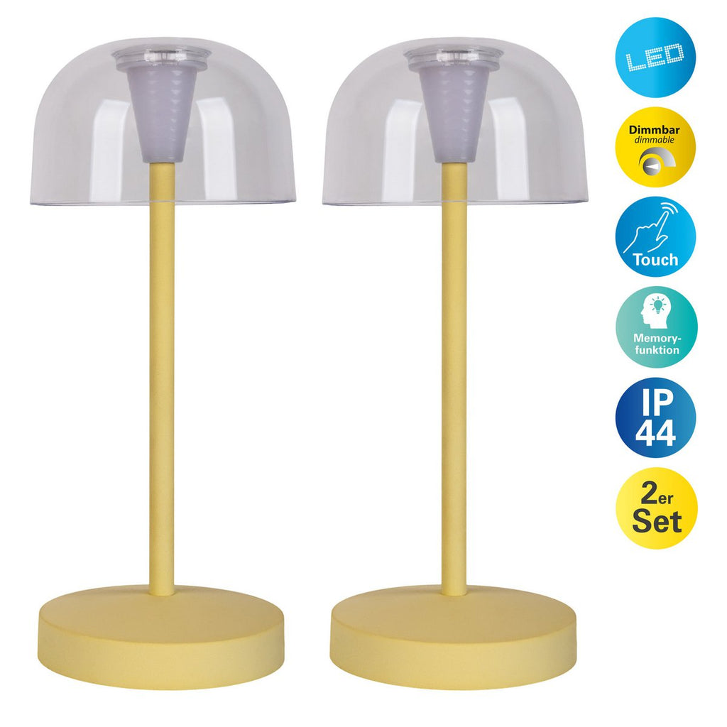 Näve Gomba LED-batterijtafellamp Geel 18,5cm