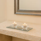 Double Crystal Candlesticks Silver Mirror