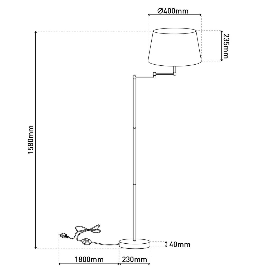 Näve Bologna Staande Lamp 158cm Nikkel