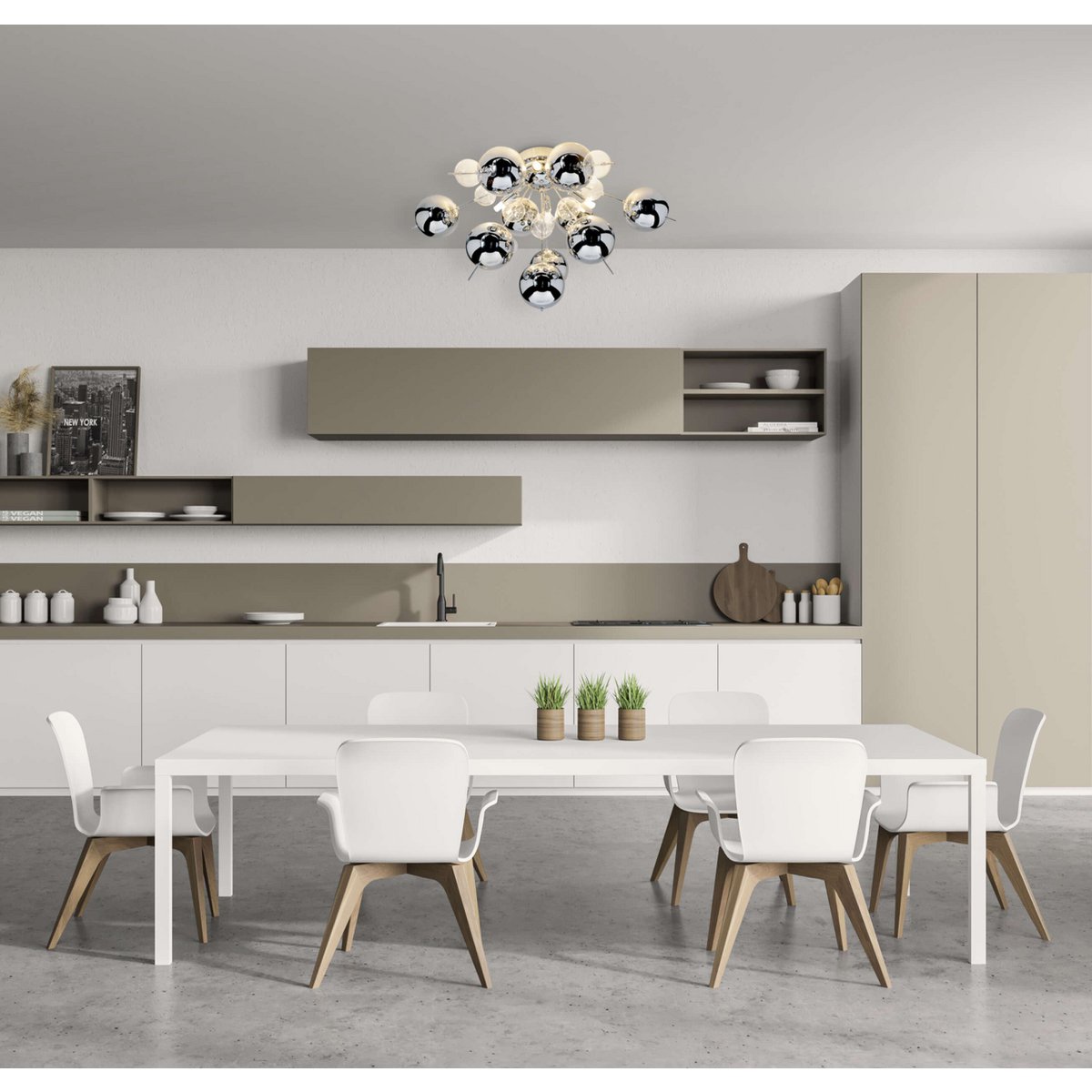 Plafondlamp Explosie Näve Chroom Ø57cm G9