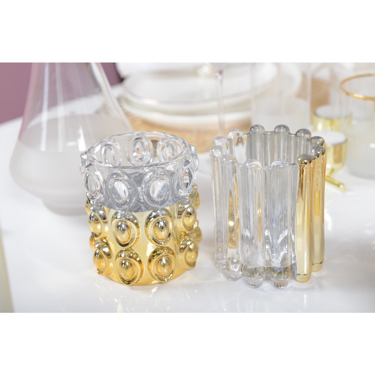 Raye Moi Golden Booker Kandelaar - Goud Glas 9,5cm