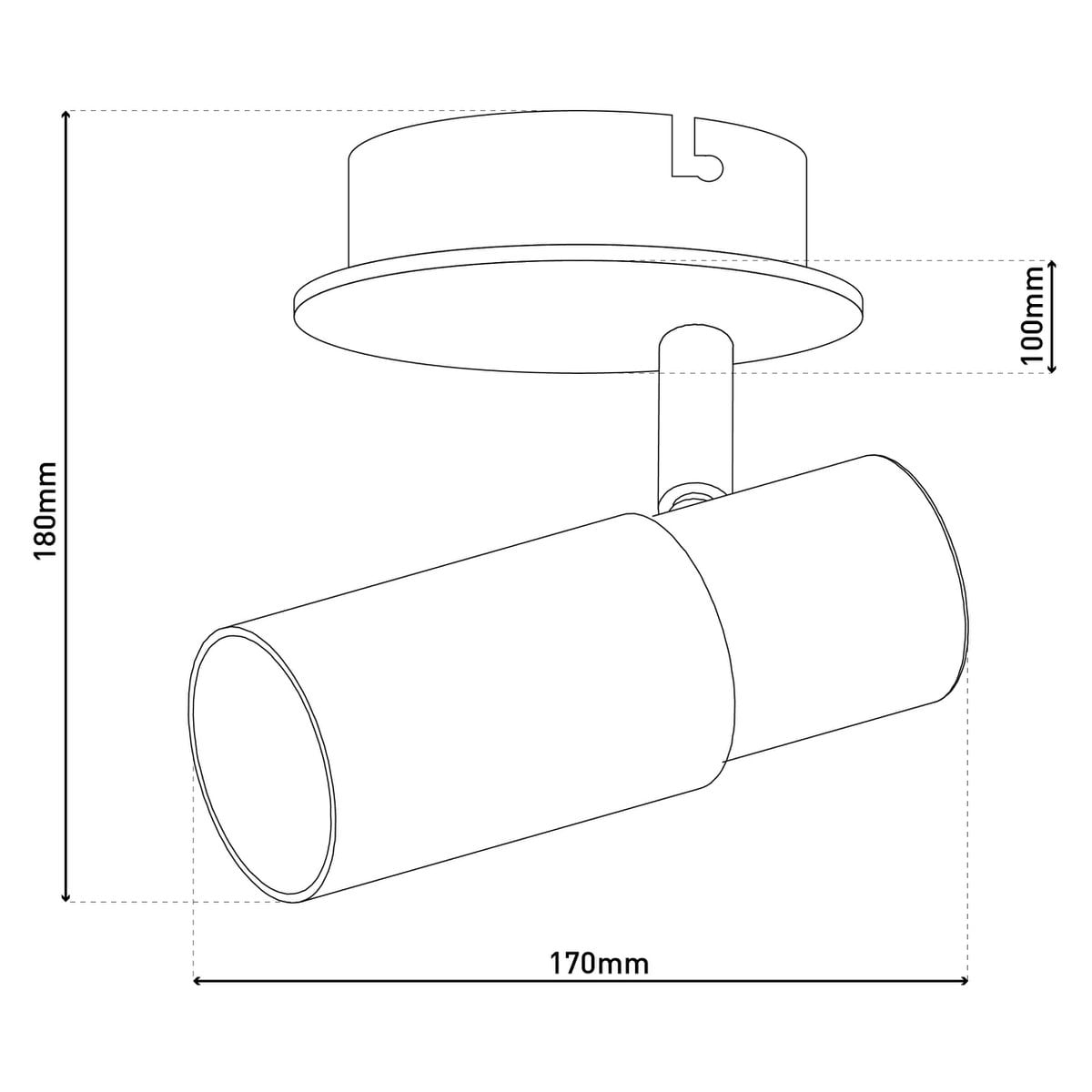 Näve Todtnau Plafondspot - Zwart 17cm