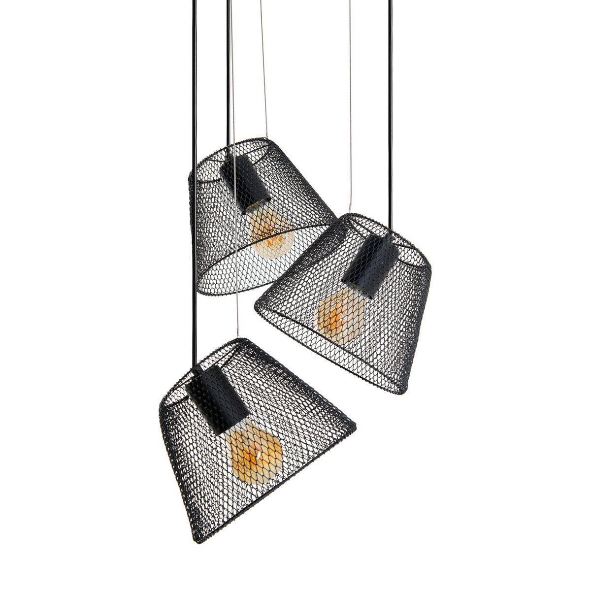 3-zits hanglamp "Korie" hanglamp gemaakt van metaal in zwart, met E27-versies, Ø30cm, voor woonkamer en kantoor.