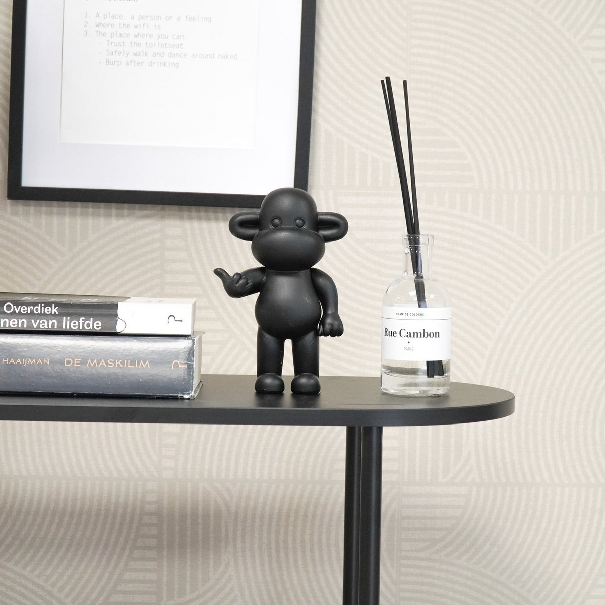 Legende Aapbeeldje Zwart - Polyresin 'Hang Losse' 11x7x19cm