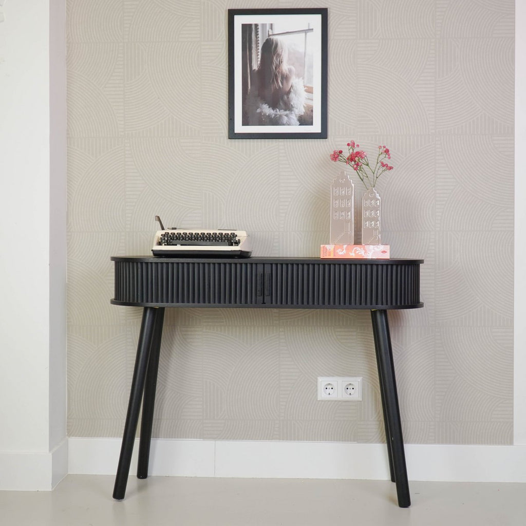 Bijzettafel Zwart MDF 100x33x76cm Opbergmeubel
