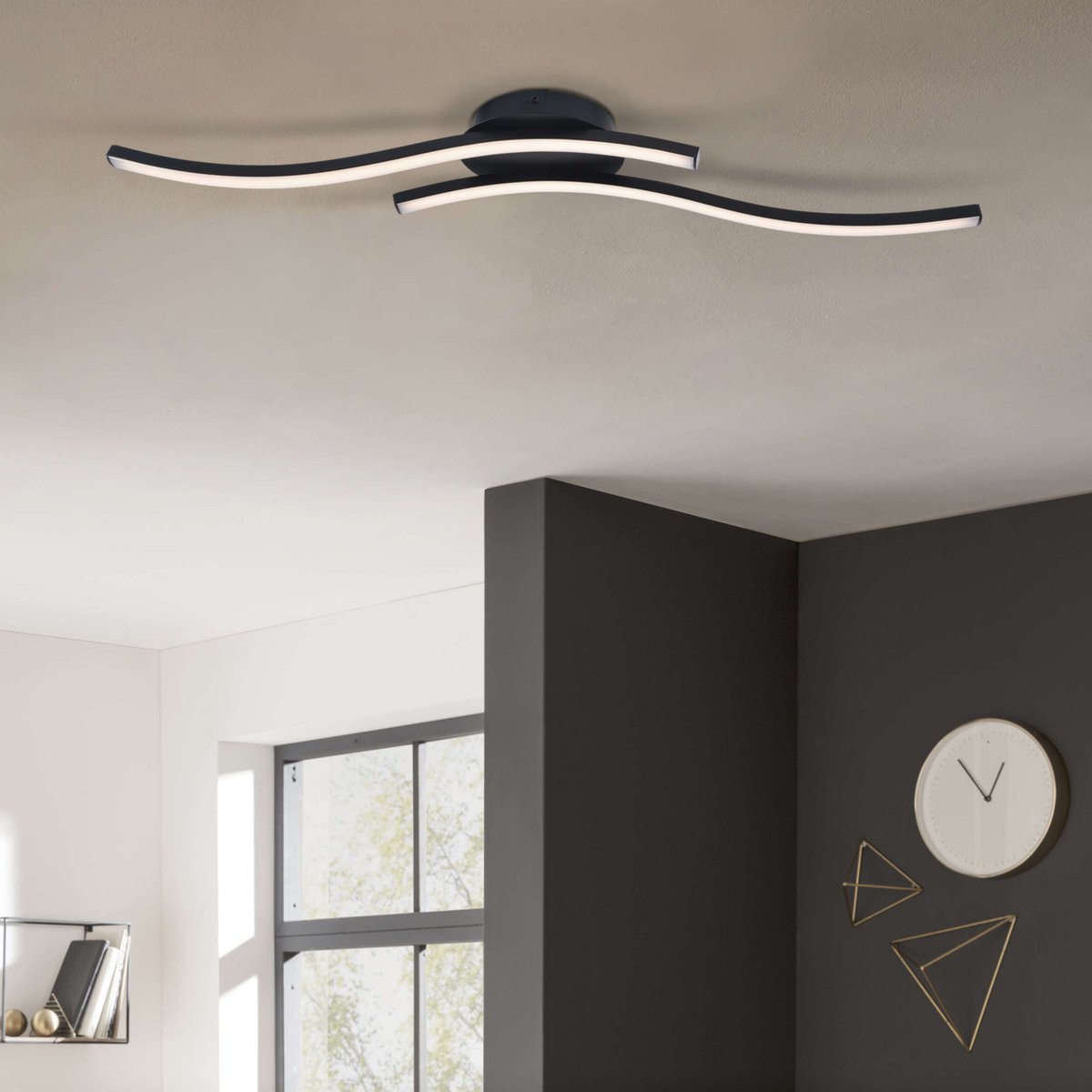 Näve Onda LED-Plafondlamp 65cm Zwart 3000K