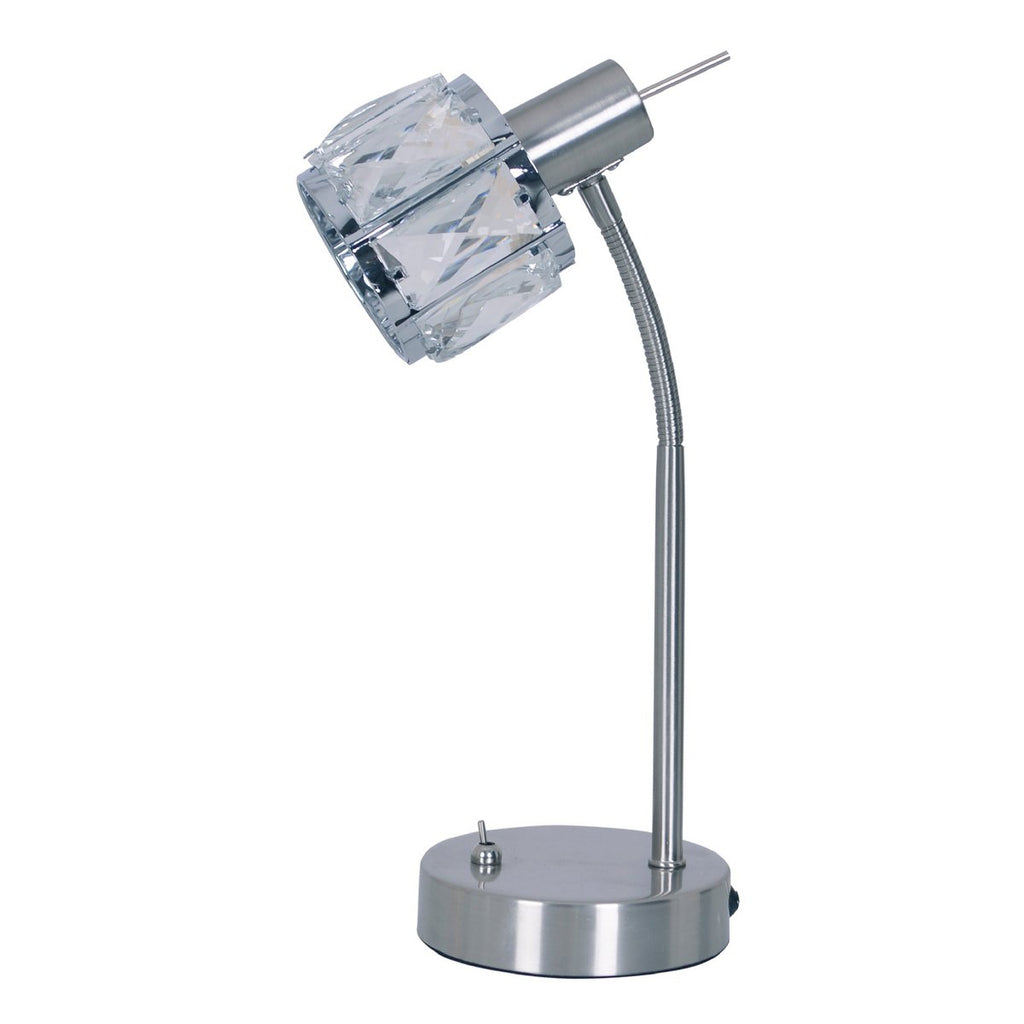 LED -tafellamp "Josefa", tafellamp gemaakt van metaal en glas in roestvrijstalen optica, met E14 -versie Filamentlamp inbegrepen, licht voor woonkamer, eetkamer, gang of gang 34,5 x 17,5 cm