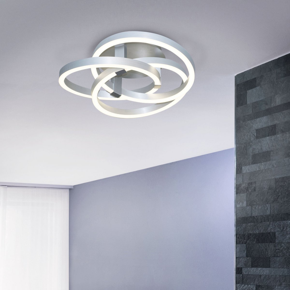 Näve Divora LED Plafondlamp 58cm Zilver Wit