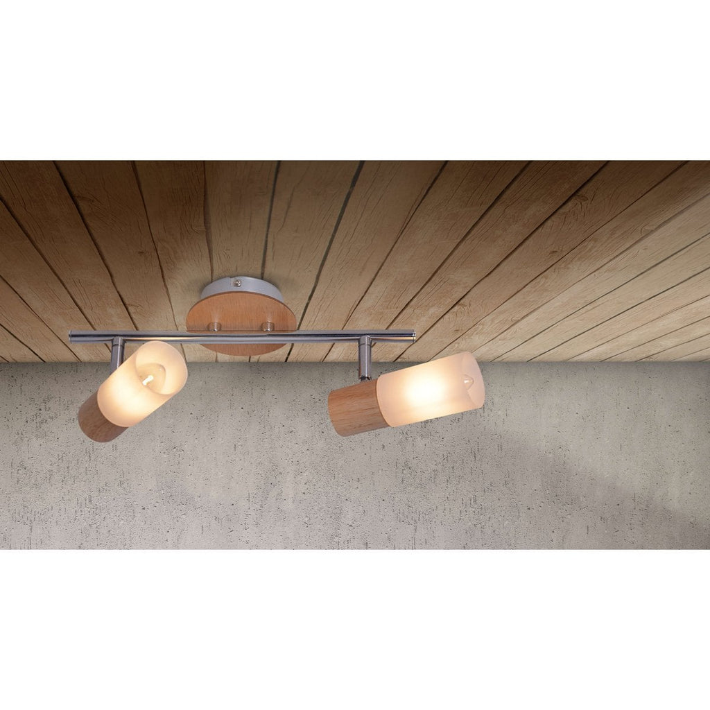 2 Wandplafondspot "Todtnau", metaal, hout en plastic, E14, 39 cm lang