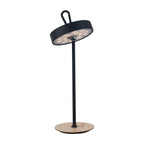 LED -batterijtafellamp magnetisch voor buiten en binnen, gemaakt van metaal en plastic in zwart, 36 cm hoog