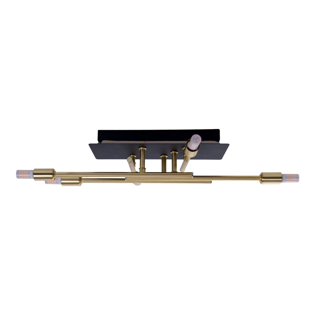 LED -plafondlamp "Ancona" met achtergrondverlichting gemaakt van metaal in zwart en messing, G9 -versies, lamp voor woonkamer, eetkamer, gang en kantoor, ca.