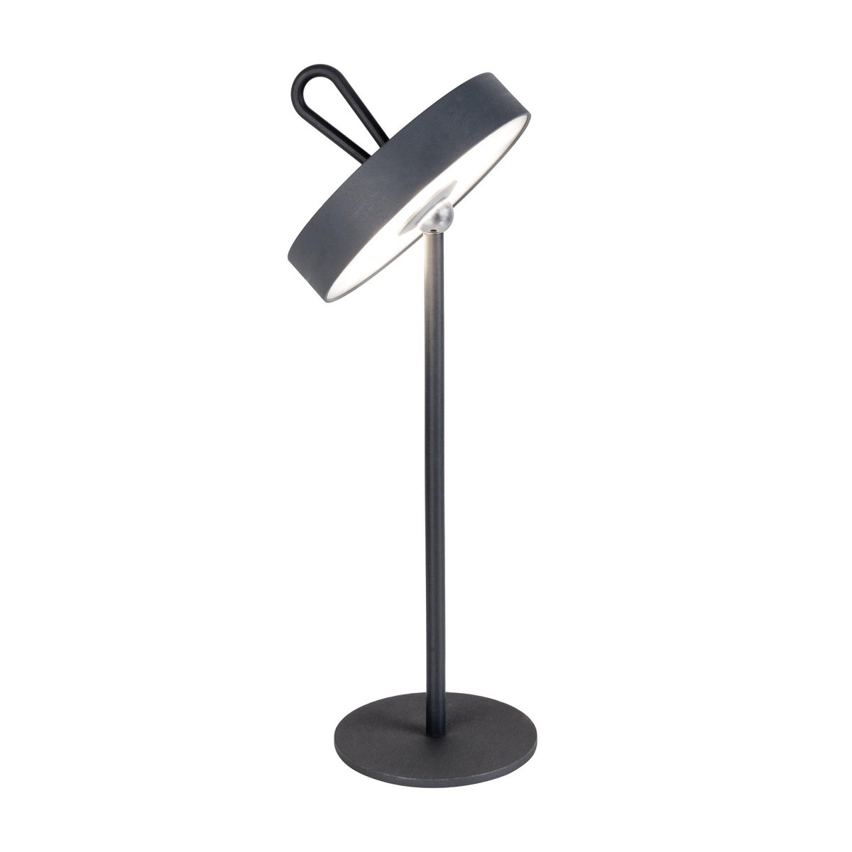 LED -batterijtafellamp magnetisch "ella" voor buiten en binnen, gemaakt van metaal en plastic in grijs, 35 cm hoog