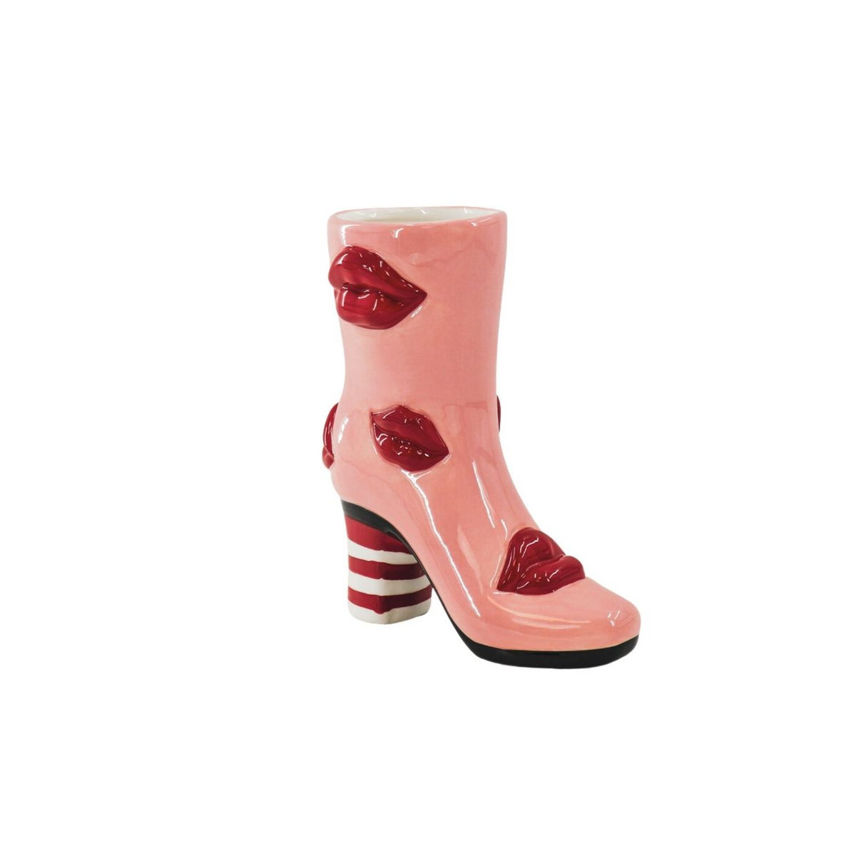 Keramische lippen vaas Kiss Me Boot - Roze/Rood - 19,5x8,5x23 cm