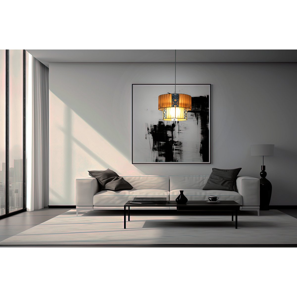 Pori Hanglamp 120cm Ø30cm - Cappuccino E27