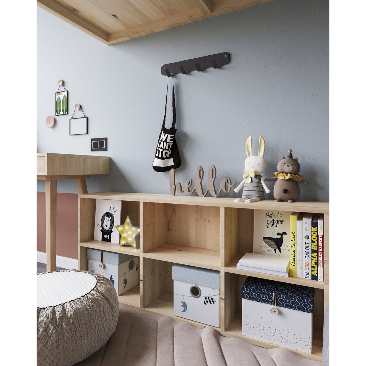 Gorillz Rounded Four Industriële Wandkapstok - Zwart 4 Haken