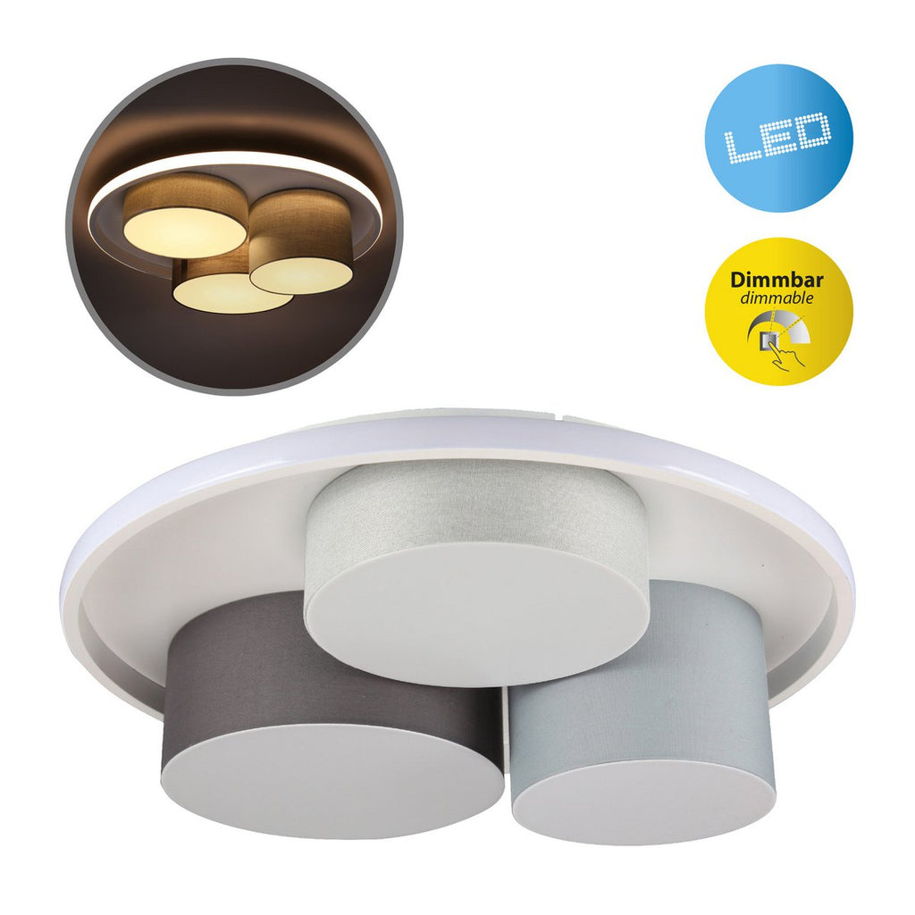 3-geleide plafondlicht Eppan Ø 56 cm grijs