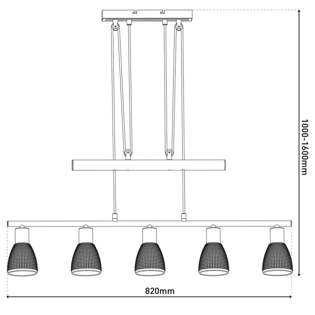 Näve Lindita Hanglamp - 5 Spots Metaal Glas 82cm
