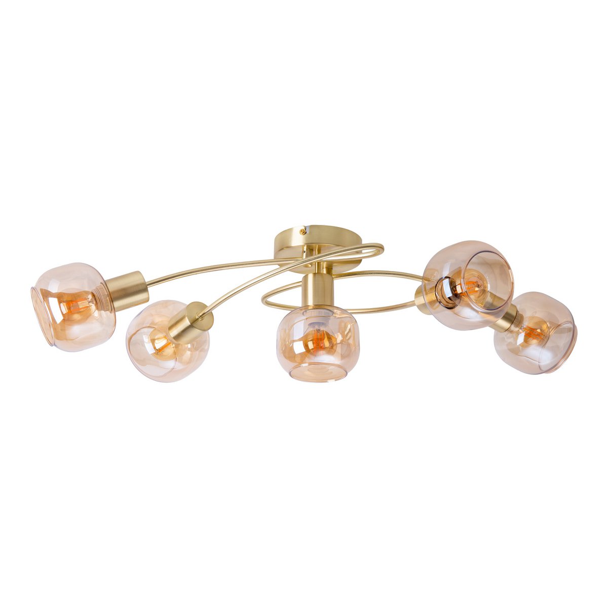 Näve Libby Plafondlamp 5-Spots Messing Amber 65,5cm E14