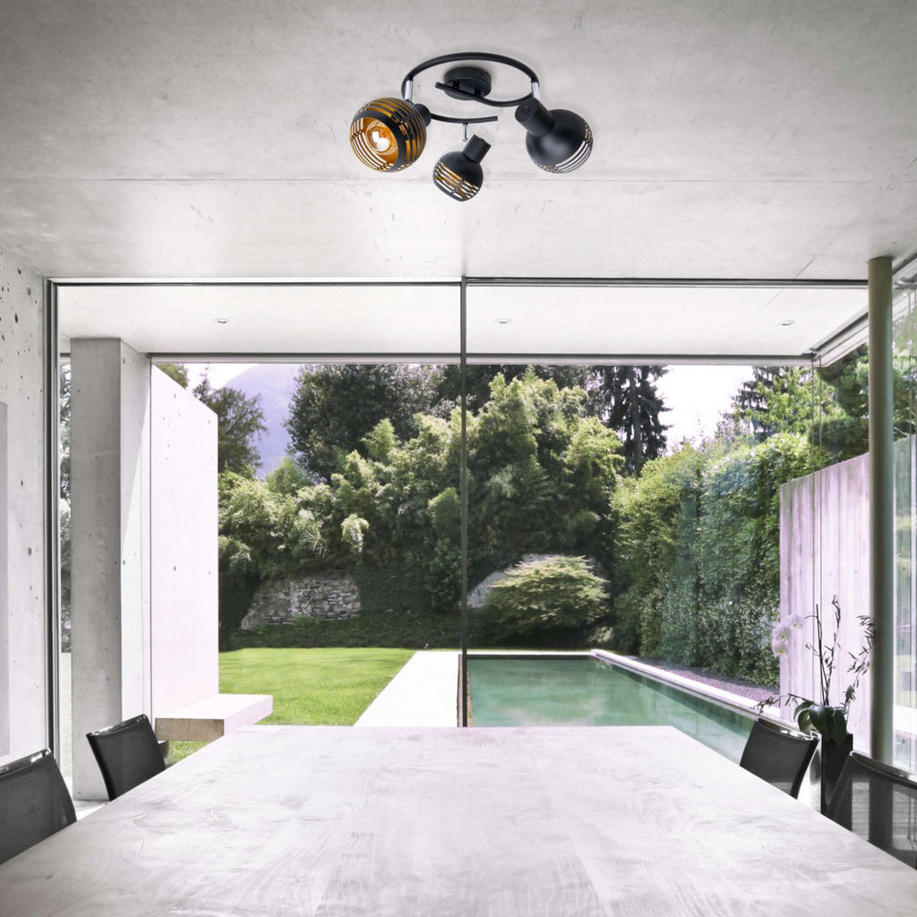 Näve Casco 3-Spot Muur/Plafond Rondel - Zwart Goud