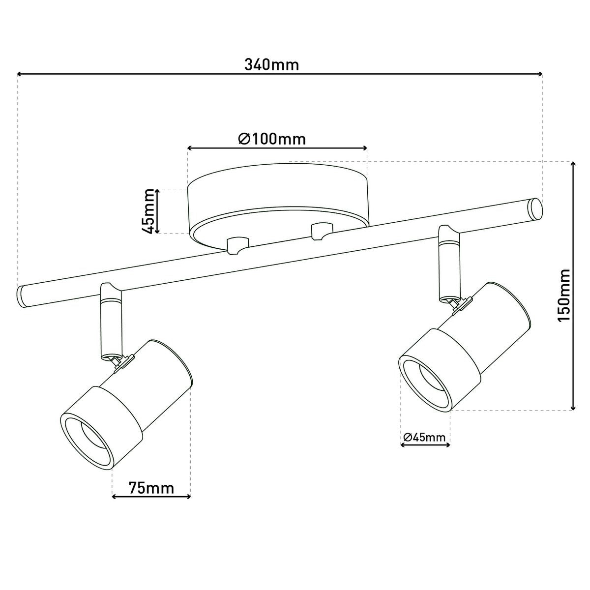 Näve Malaga LED Plafondlamp 34cm Zwart