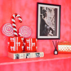 Bloempot met Strikken - Rood/Roze - 12,5x12,5x13cm